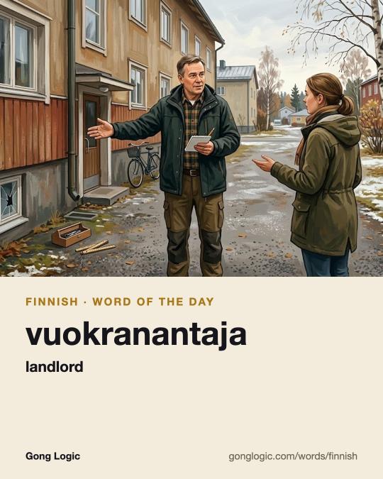 The Finnish word vuokranantaja, illustrated