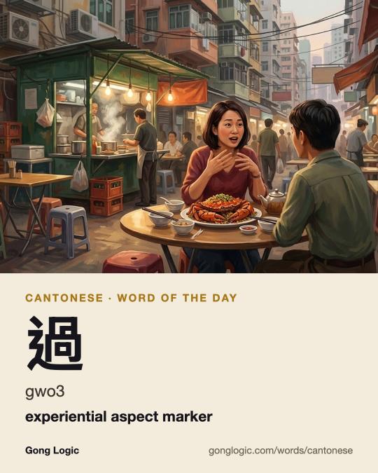 The Cantonese word 過, illustrated