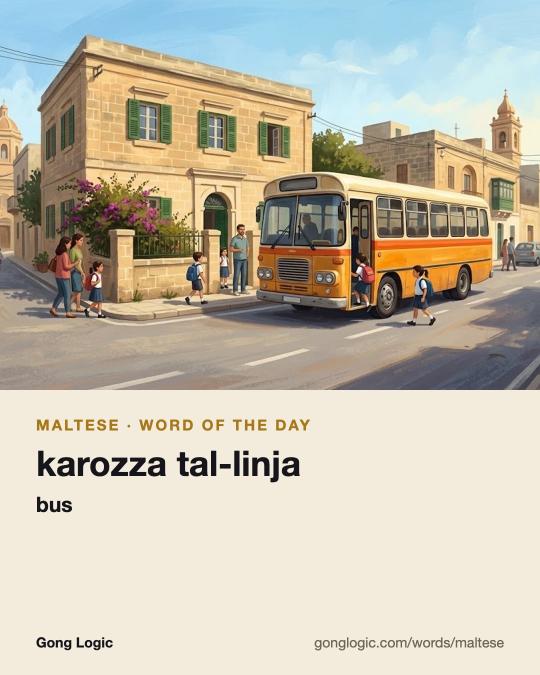 The Maltese word karozza tal-linja, illustrated