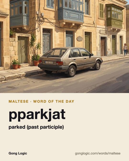 The Maltese word pparkjat, illustrated
