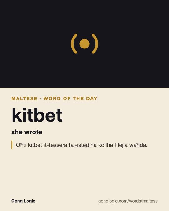 The Maltese word kitbet, illustrated