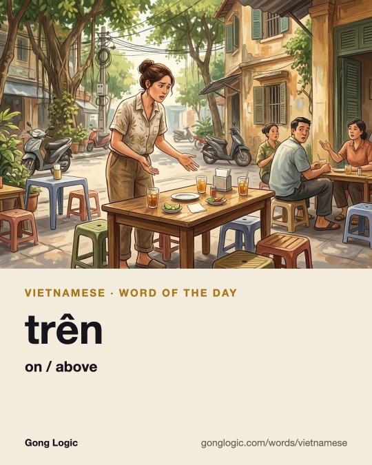 The Vietnamese word trên, illustrated